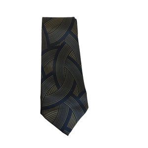 Picasso Men's Tie Hand Made High Fashion Blue Gold Curved Stripe